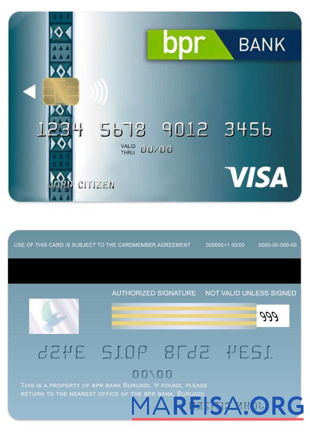Realistic Burundi BPR bank visa classic credit card download for verification